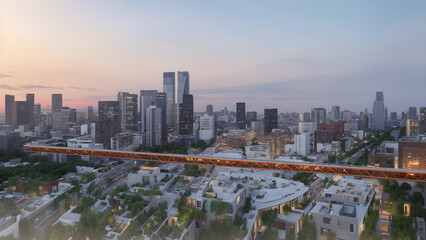 Modern metropolis, city skyline, urban architecture