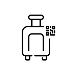 Luggage and qr code. Automated baggage tracking. Pixel perfect, editable stroke icon