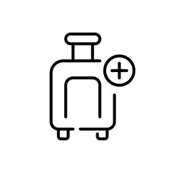 Adding one piece of luggage to your ticket. Pixel perfect, editable stroke icon