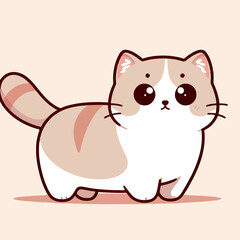 Cartoon illustration of cute cat. flat design