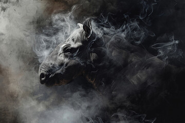 illustration of a painting like a tapir in smoke style - obrazy, fototapety, plakaty