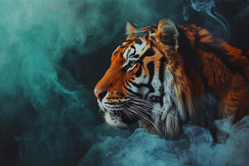 illustration of a painting like a tiger in smoke style