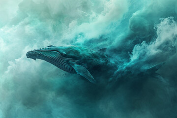 illustration of a painting like a whale in smoke style