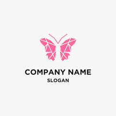 Butterfly pink color logo vector