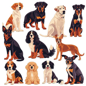 Set of Dogs illustration