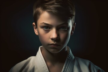 Healthy young karate fighter. Generative AI