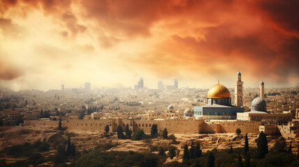 Obraz premium Jerusalem, the Holy Land, Generate AI