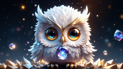 Obraz premium cartoon crystal white owl #1