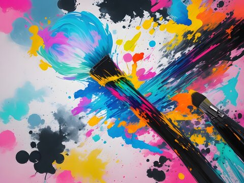 color paint brush art abstract modern background for design, light mix color, sweet color, design color background	