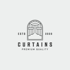 curtain logo vector line art minimalist simple illustration template icon graphic design