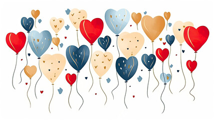 Balloons, confetti for Valentine's Day. Background for a greeting card on the day of love - obrazy, fototapety, plakaty