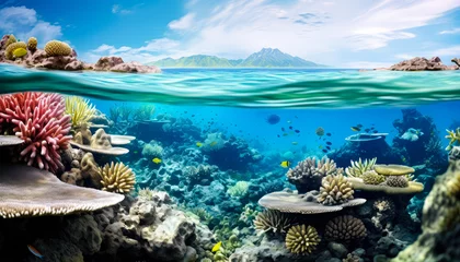 Fotobehang Group of Marine Wildlife in the Beautiful Underwater Coral Reef © Graphic Dude