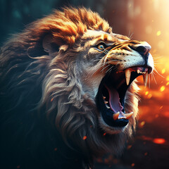 mascot logo of a lion head, side, vector, simple realistic detail, shading detal, Generate AI. - obrazy, fototapety, plakaty