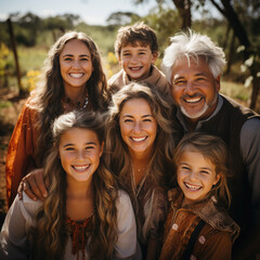 Fototapeta premium Generational family including seniors, kids and young