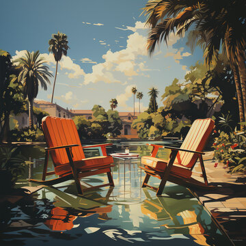 Poolside relaxation chair outside