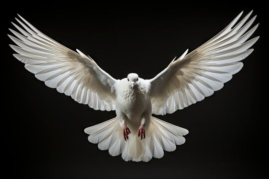 White pigeons on black background