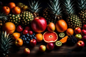Fototapeta na wymiar different fruits closeup