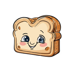 Bread cartoon character vector design image. Illustration of bakery mascot drawing for fun logo delicious food.