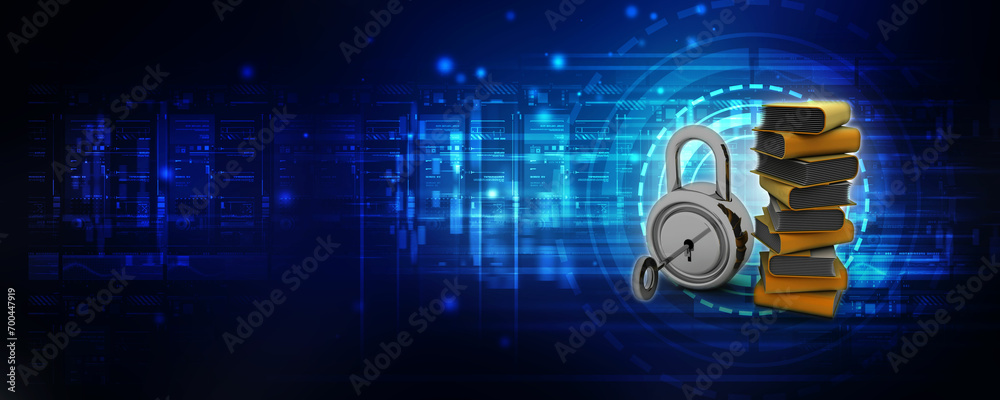 Poster 3d rendering folder protected lock