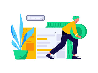 Internet financial management investment flat vector concept operation hand drawn illustration
