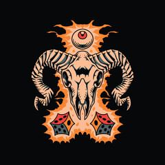 goat dice tattoo vector design