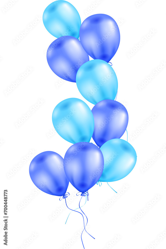 Wall mural bunch of blue helium balloons