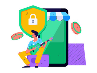 Internet financial management investment flat vector concept operation hand drawn illustration
