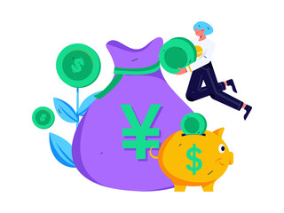 Internet financial management investment flat vector concept operation hand drawn illustration
