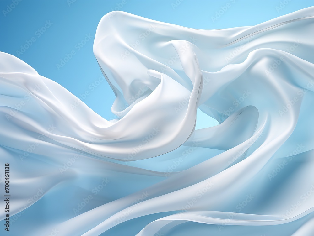 Poster generative ai : white and colored fabrics stretched in the wind