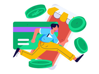 Internet financial management investment flat vector concept operation hand drawn illustration
