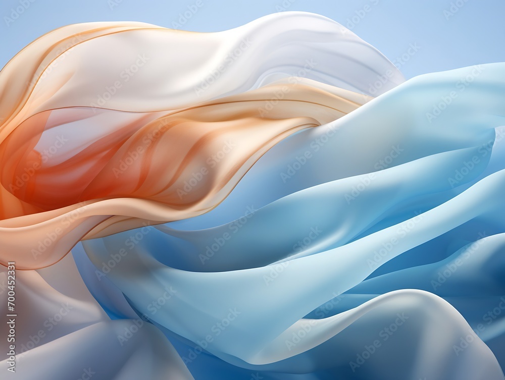 Poster generative ai : white and colored fabrics stretched in the wind
