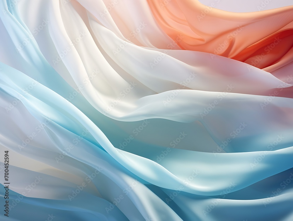 Poster generative ai : white and colored fabrics stretched in the wind