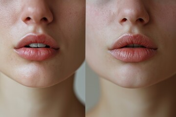 A detailed view of a person's lips with a toothbrush. Suitable for dental care and oral hygiene concepts