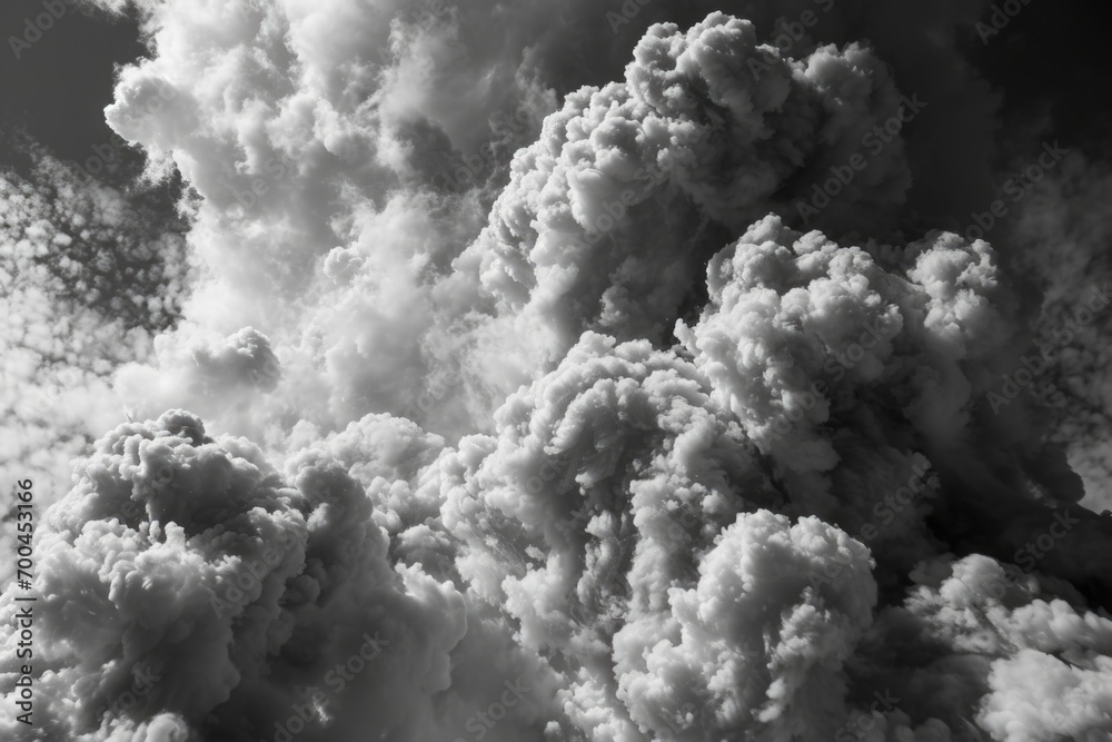 Poster a black and white photo capturing a cloud of smoke. suitable for various uses
