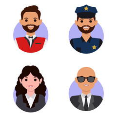 Profession Avatar Sticker Set. With Flat Cartoon Design. Isolated Vector Icon.