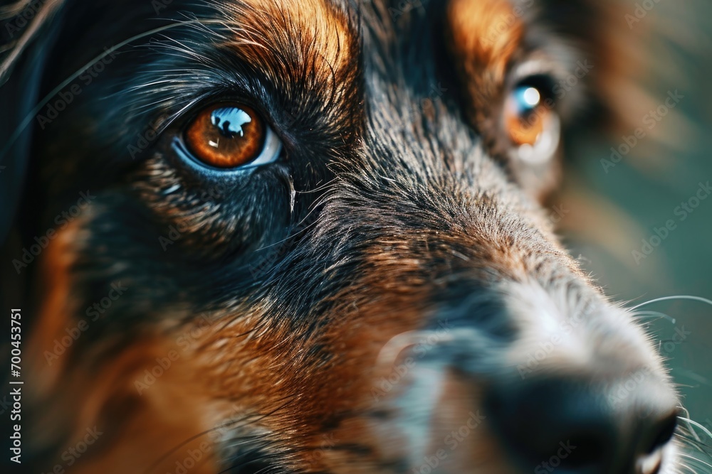 Aufkleber a close-up view of a dog's face with a blurry background. suitable for various uses