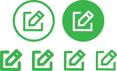 Green color edit pen icon, create modify pen sign button, Pencil icon, sign up icon - editing text file document icons