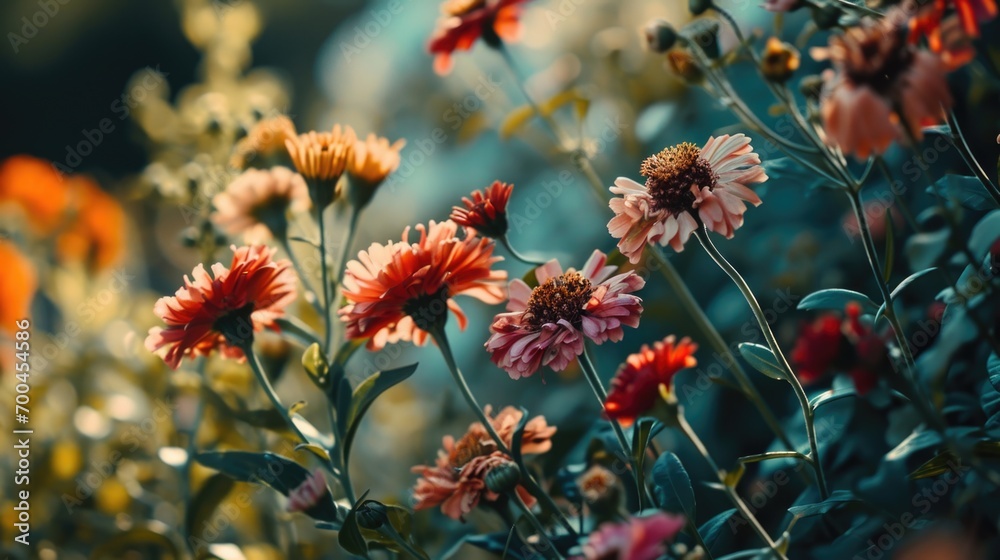 Poster A close-up view of a bunch of flowers. Perfect for adding a touch of nature and beauty to any design project