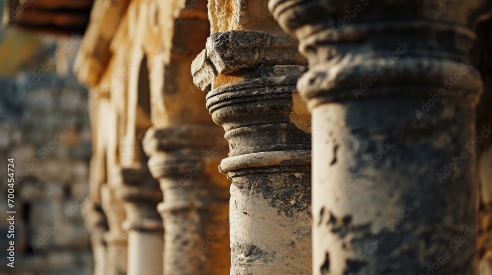 Poster A detailed view of a building with columns. Perfect for architectural projects or historical presentations