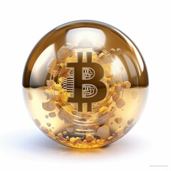 Floating Bitcoin Orb. Blockchain Technology in a Sphere