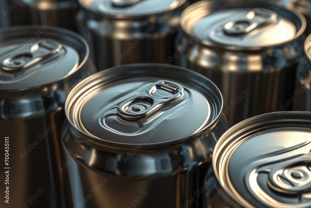 Aufkleber a close up of a group of soda cans. suitable for advertisements or articles about beverages