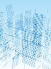 青いIT都市のイメージ　ベクターイラストレーション