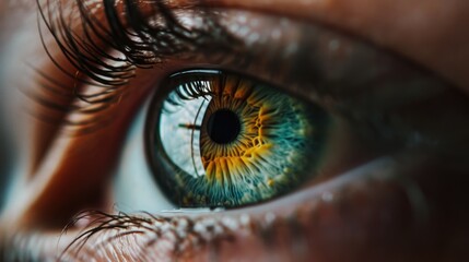 A detailed close-up of a person's green eye. Perfect for eye care, beauty, or healthcare related projects