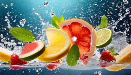 fruit in splash water Lemon Splash Delight Vibrant Citrus Infusion
