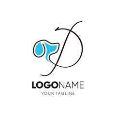Letter Script D Dog Logo Design Vector Icon Graphic Emblem Illustration 