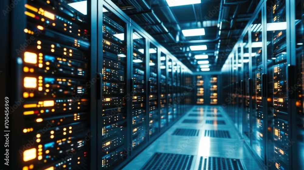 Aufkleber a servers at modern data centre. generative ai.
