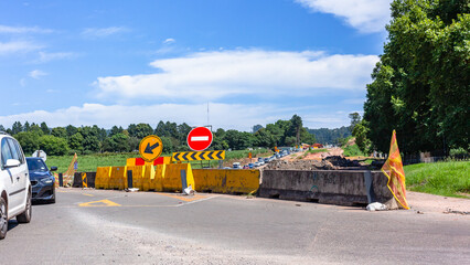 Vehicles Traffic Jam Road Detour  Construction - 700458393