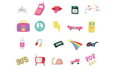 90's sticker doodle style illustration