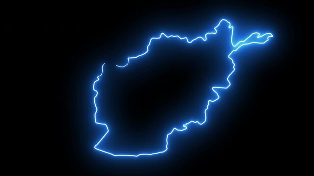 Animation of the Afghanistan country map icon with a glowing neon effect