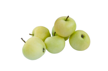 Summer ripe yellow apples on a white background